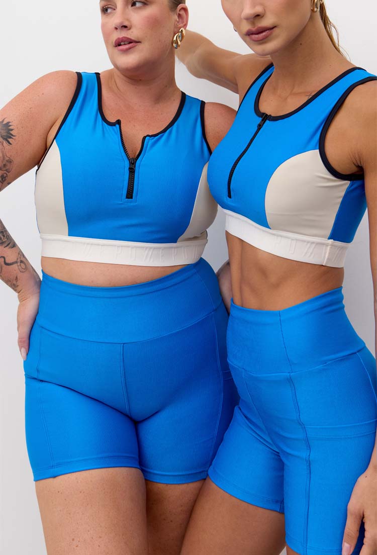 Conjunto Top bicolor+Bermuda+Jaqueta corta vento Athena