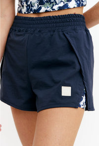 Shorts duplo com cós de elástico marinho Deep