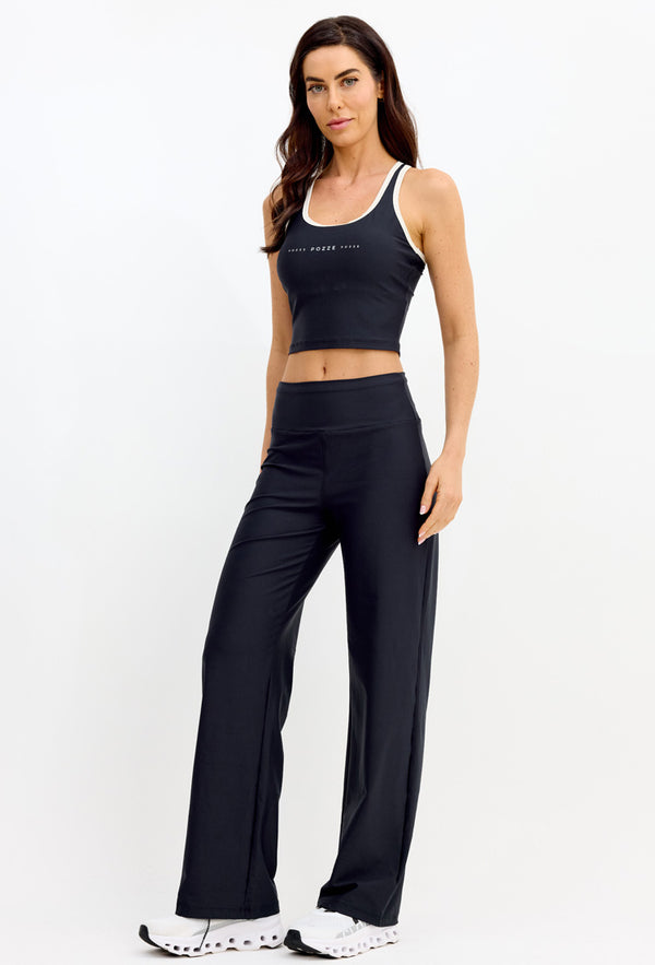 Top longo bicolor preto e luna com bojo removível Action