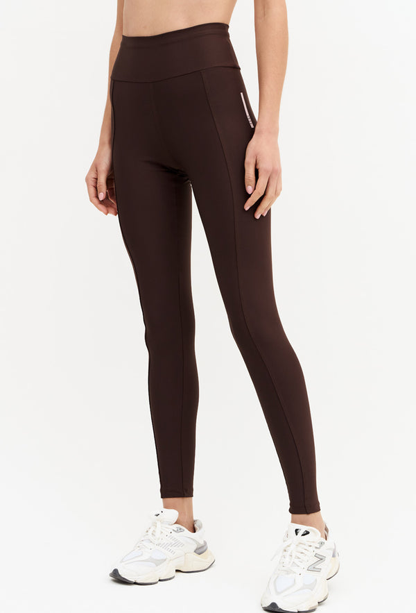 Legging lisa com recorte marrom café Domma