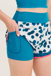 Shorts duplo azul atlântico com bolso estampado Poá Al mare