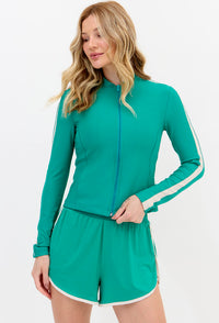 Jaqueta slim de malha com recorte e bolso verde Lance