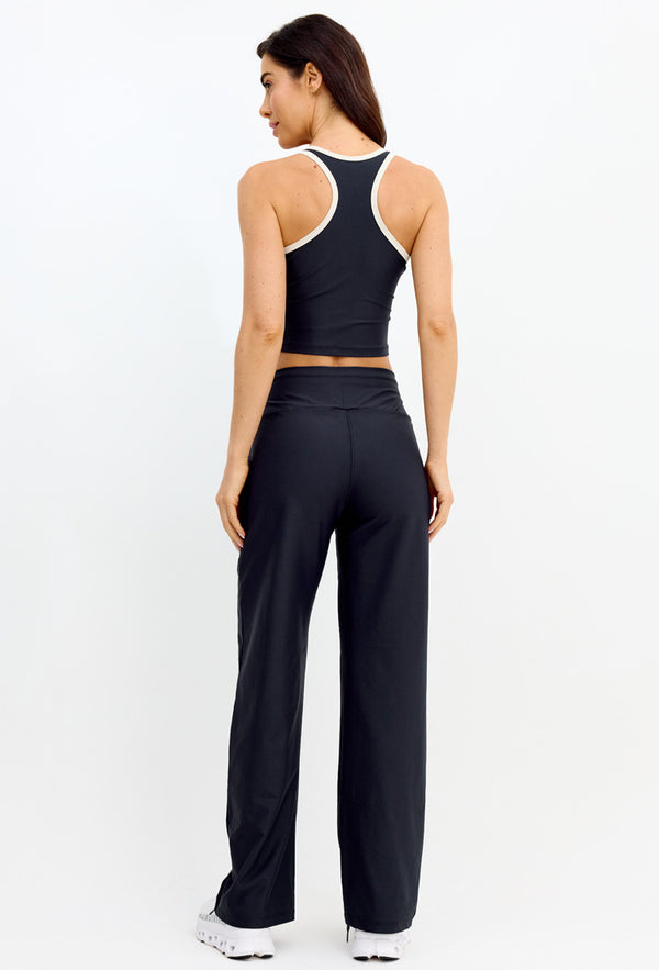 Calça wide leg lisa preto Action