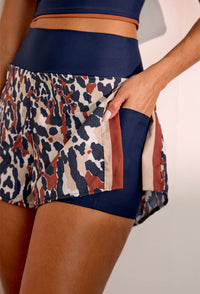 Conjunto Shorts duplo estampado com bolso + Top longo dupla face Gaia