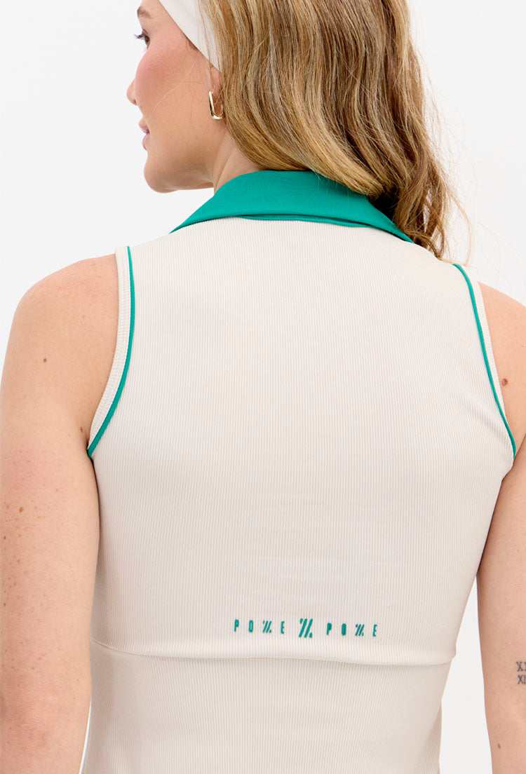 Vestido luna com gola verde folha e bermuda interna Lance