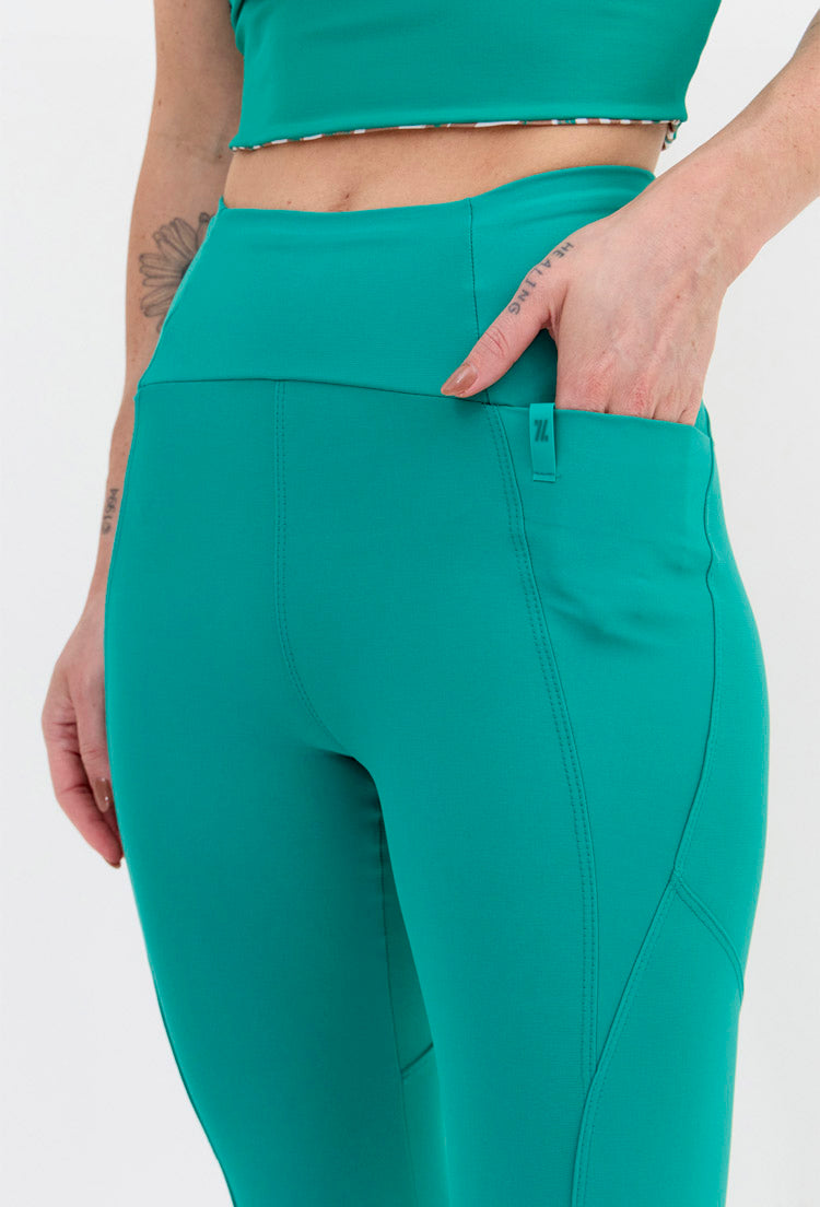 Legging com bolsos lisa verde folha Lance