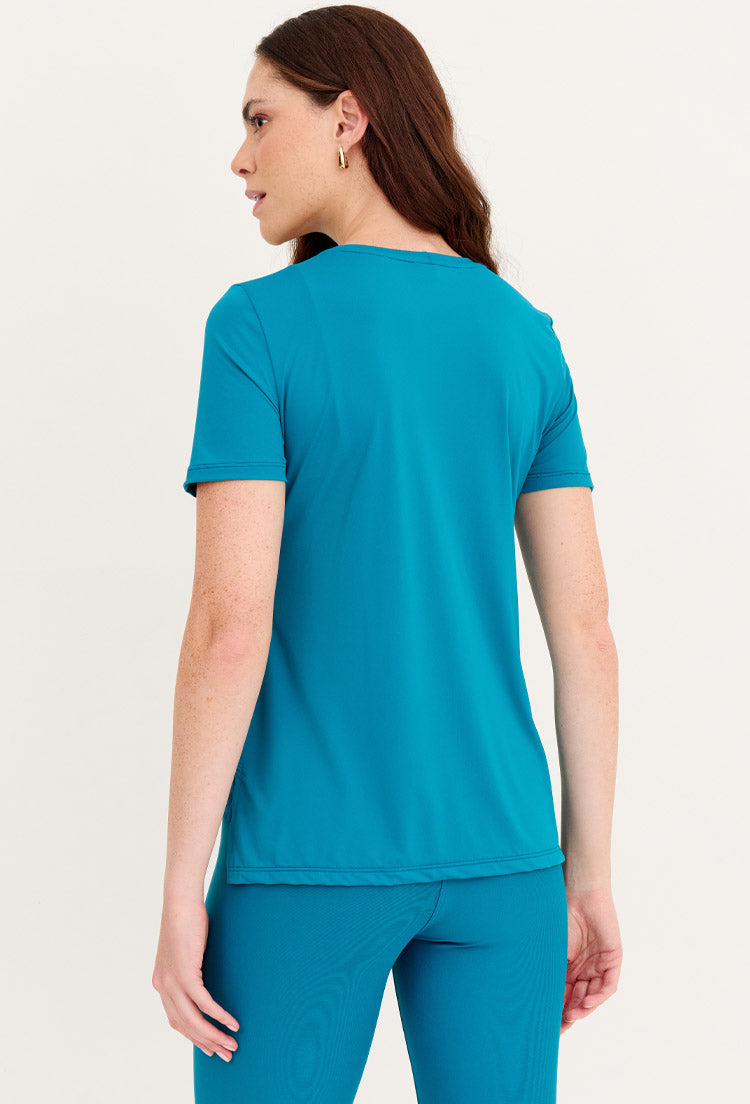 Tshirt alongada nas costas lisa azul atlântico Al mare