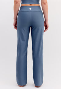 Calça wide leg lisa azul índigo Aurora