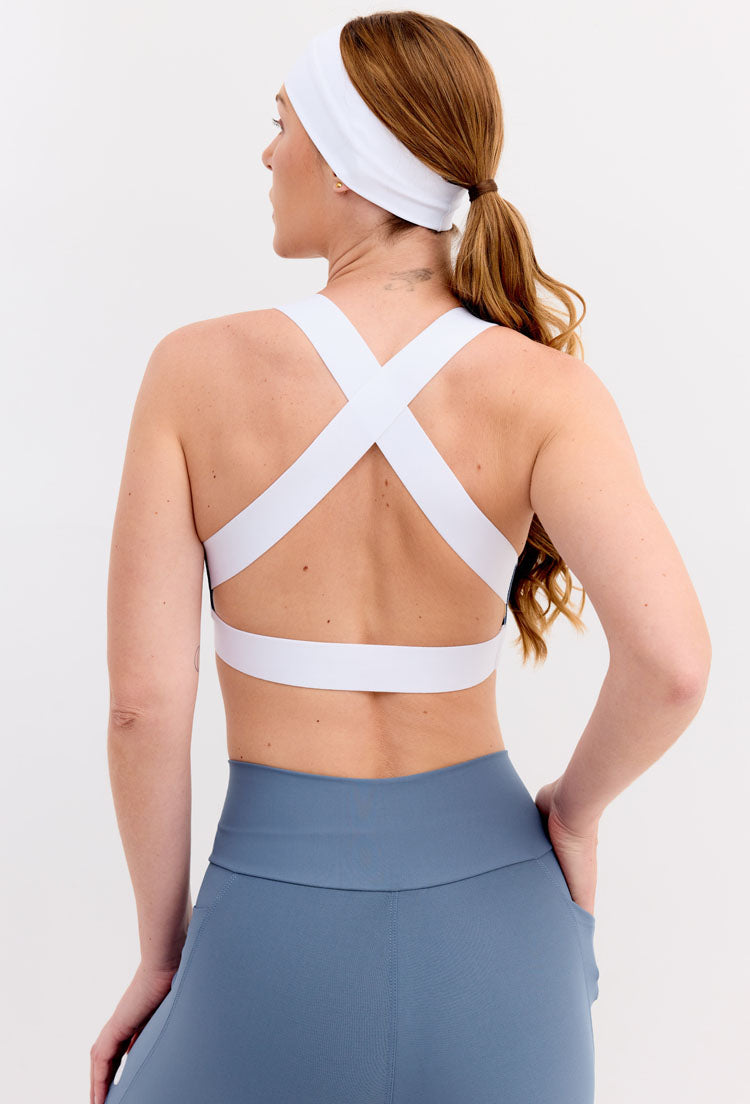 Top dupla face bicolor azul índigo e estampado Aurora