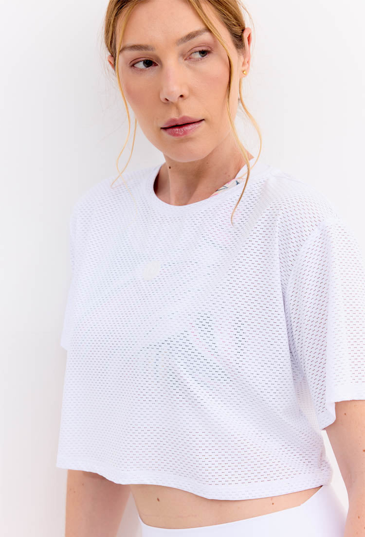 Tshirt cropped branco cristal Aurora