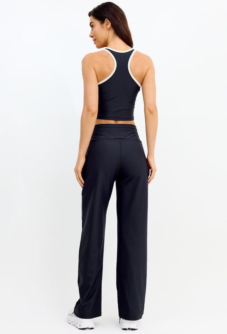 Top longo bicolor preto e luna com bojo removível Action