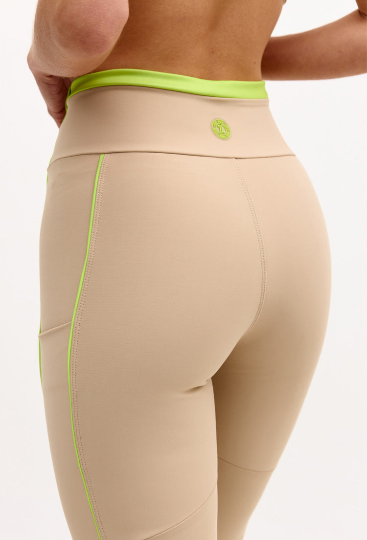 Legging bege árido com vivo verde lima Pure