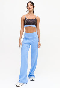 Calça wide leg lisa azul fly Magna