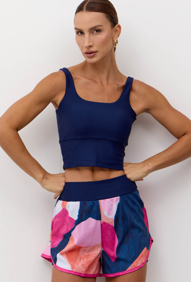 Conjunto Shorts duplo estampado + Top longo dupla face Acqua