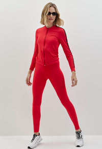 Jaqueta slim de malha vermelho carmim com elástico personalizado Voá