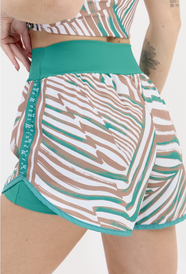 Shorts duplo verde folha com bolso estampado Lance