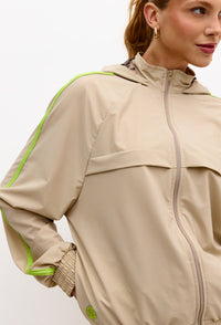 Jaqueta comfy com capuz e bolsos lisa bege árido Pure