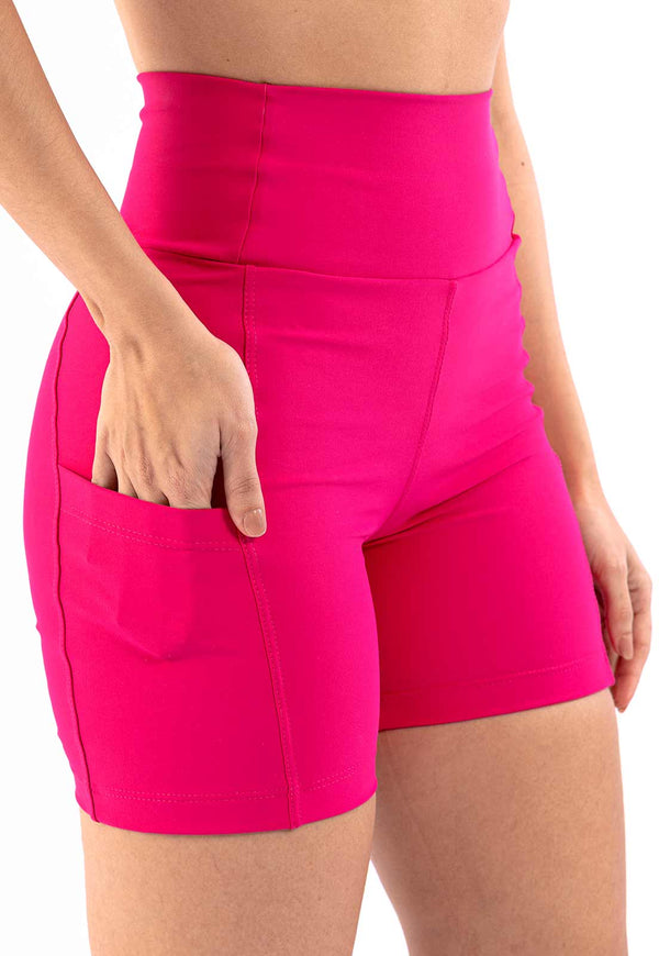 Bermuda com recortes e bolso lateral lisa rosa anoitecer