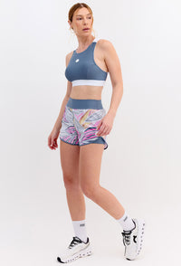 Shorts duplo azul índigo com bolso estampado Aurora