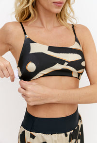 Top faixa dupla face preto e estampado com bojo removível Magnetic