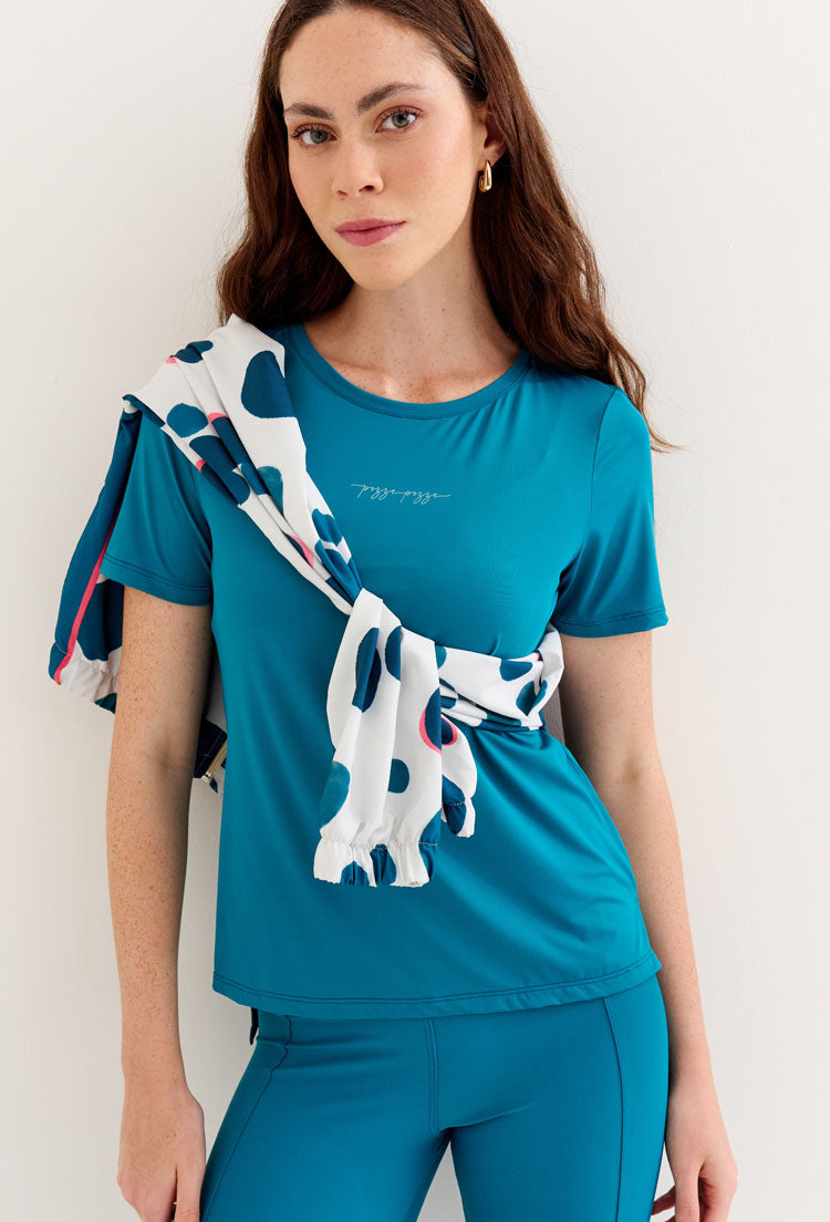 Tshirt alongada nas costas lisa azul atlântico Al mare