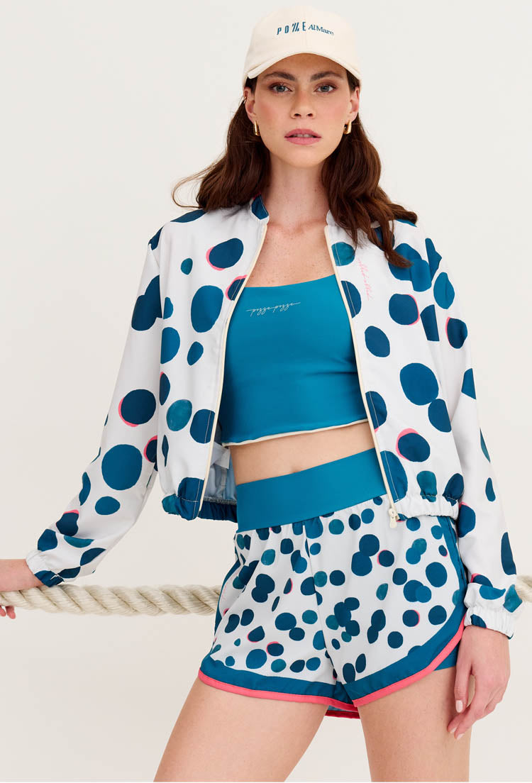 Shorts duplo azul atlântico com bolso estampado Poá Al mare