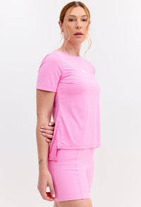 Tshirt alongada nas costas lisa rosa pétala Aurora