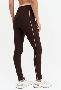 Legging com bolsos marrom café e vivo rose Domma