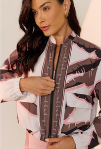 Jaqueta bomber com bolsos frontais estampada Solare