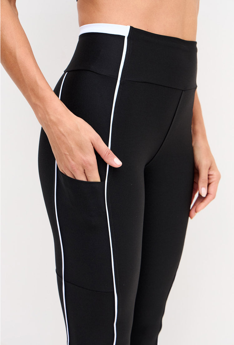 Legging preto com vivo branco cristal Pulsa