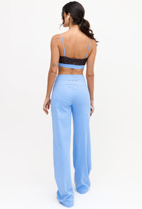 Calça wide leg lisa azul fly Magna
