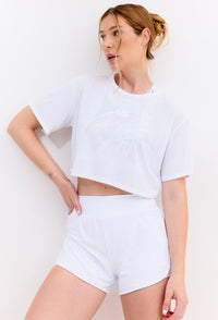 Tshirt cropped branco cristal Aurora