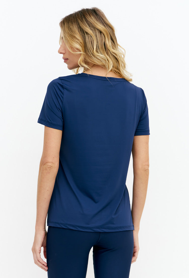 Tshirt alongada nas costas lisa marinho Deep