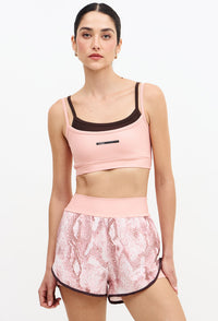 Shorts duplo rose com bolso estampado Domma