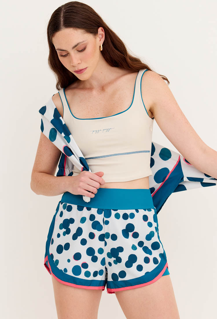 Shorts duplo azul atlântico com bolso estampado Poá Al mare