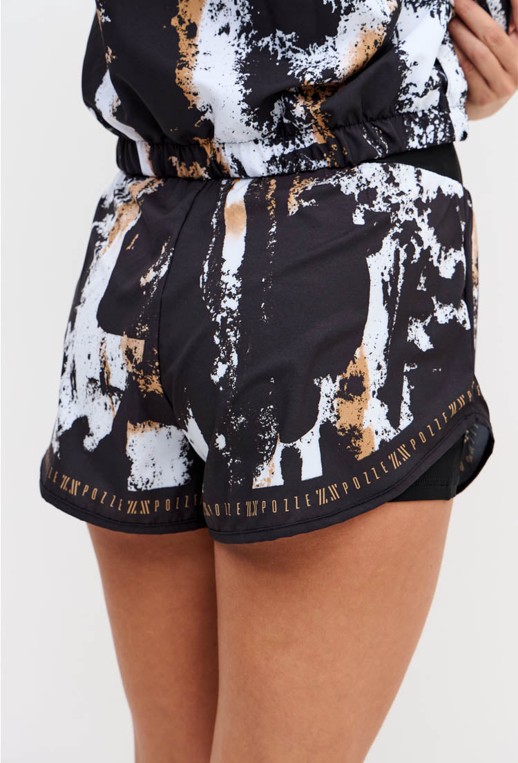 Shorts duplo preto com bolso estampado Pulsa