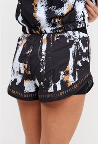 Shorts duplo preto com bolso estampado Pulsa