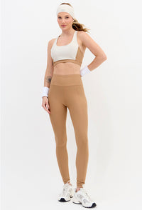 Legging com recorte lisa amêndoa Lance
