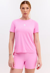 Tshirt alongada nas costas lisa rosa pétala Aurora