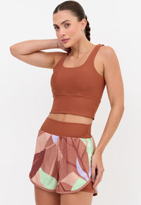 Conjunto Shorts duplo estampado com bolso + Top longo dupla face com bojo fixo Aura