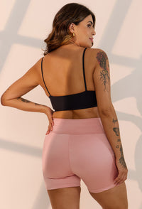 Top faixa dupla face bicolor rose shine e preto Solare