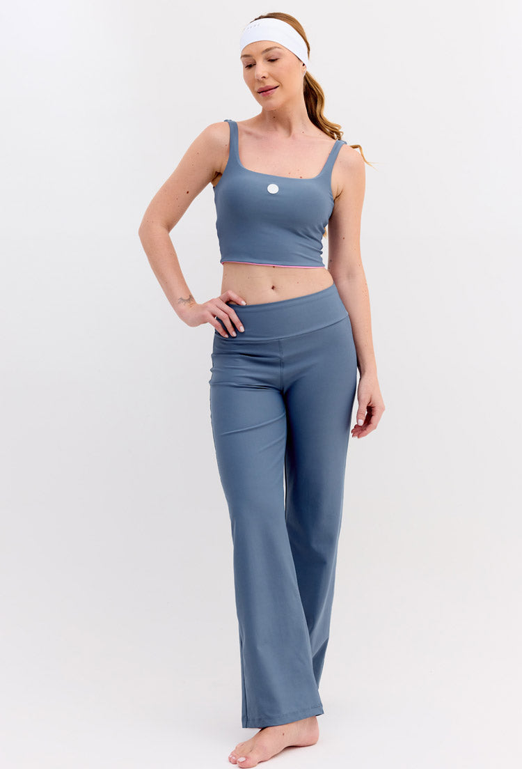 Calça wide leg lisa azul índigo Aurora
