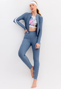 Top dupla face bicolor azul índigo e estampado Aurora