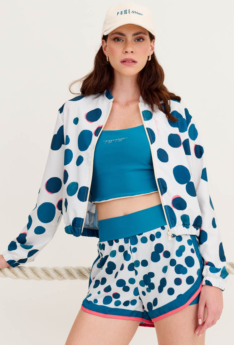 Jaqueta bomber com bolsos estampada poá Al mare