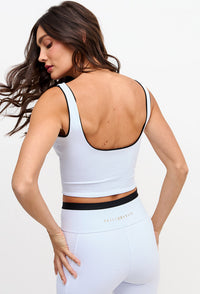 Top longo decote quadrado dupla face preto e branco cristal com bojo removível Pulsa