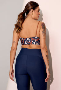 Legging lisa marinho com textura nos bolsos laterais Gaia