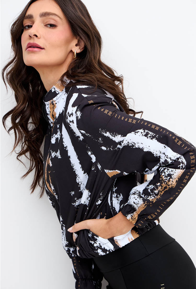 Jaqueta bomber com bolsos estampada Pulsa