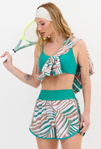 Shorts duplo verde folha com bolso estampado Lance