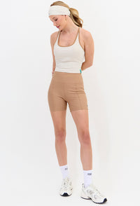Top longo bicolor luna e amêndoa com bojo removível Lance