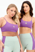 Top faixa dupla face roxo e verde Alquimia